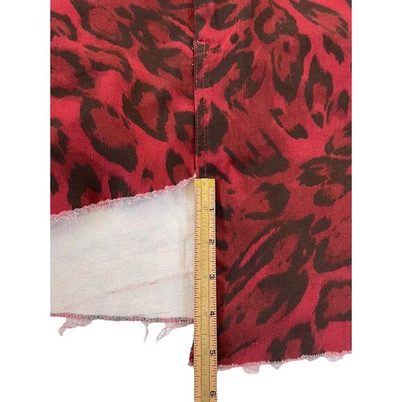 NGHTBRD European Brand Womens 26 Red Black Leopard Assymetrical Mini Skirt #499 - Picture 8 of 11